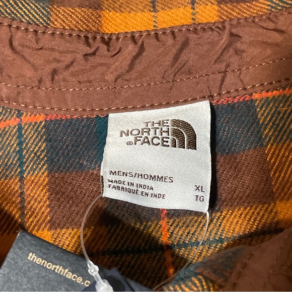 New! The North Face Men's Arroyo Flannel Shirt Size XL Orange Plaid Pattern NWT - Picture 4 of 8